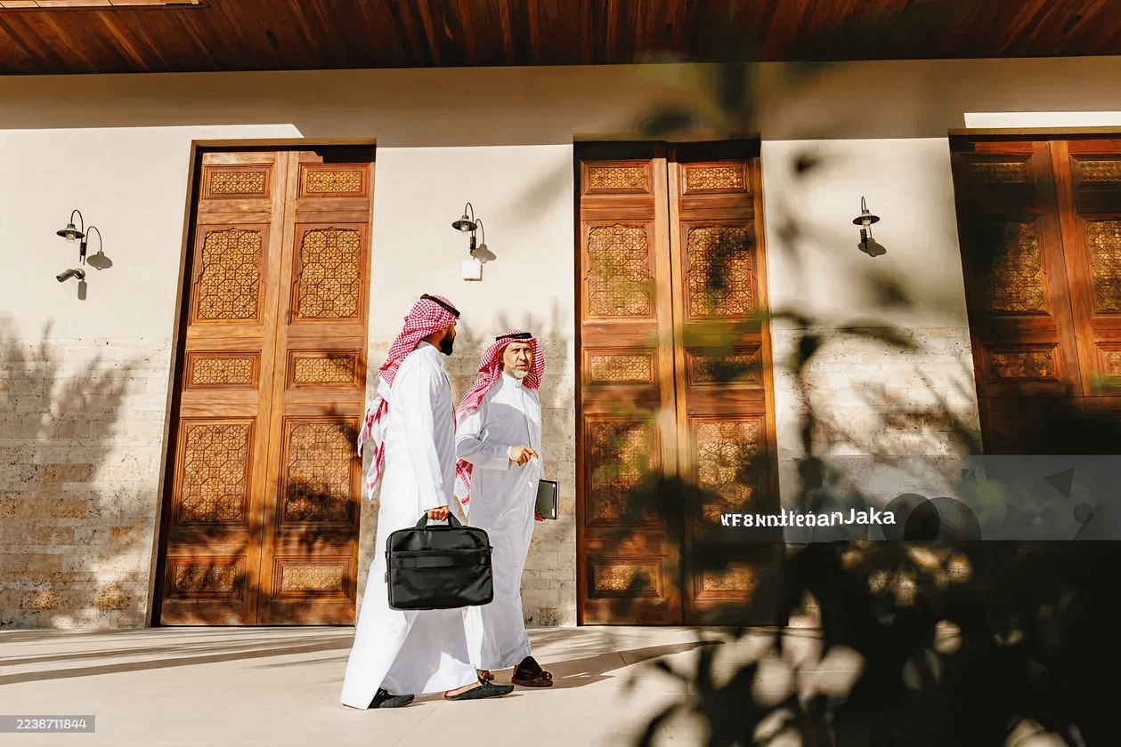 Two professionals walking at SAIB